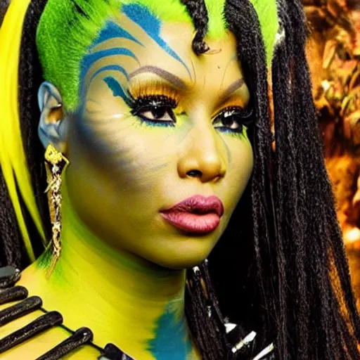 Image similar to nicki minaj as a beautiful na'vi in avatar, studio photo, award winning