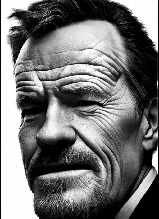 Image similar to photo of Bryan Cranston as Thanos by Eolo Perfido and Lee Jeffries, smile, head shot, detailed, award winning, Sony a7R