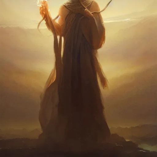 Image similar to portrait of the god of light and protection, oil on canvas, greg rutkowski