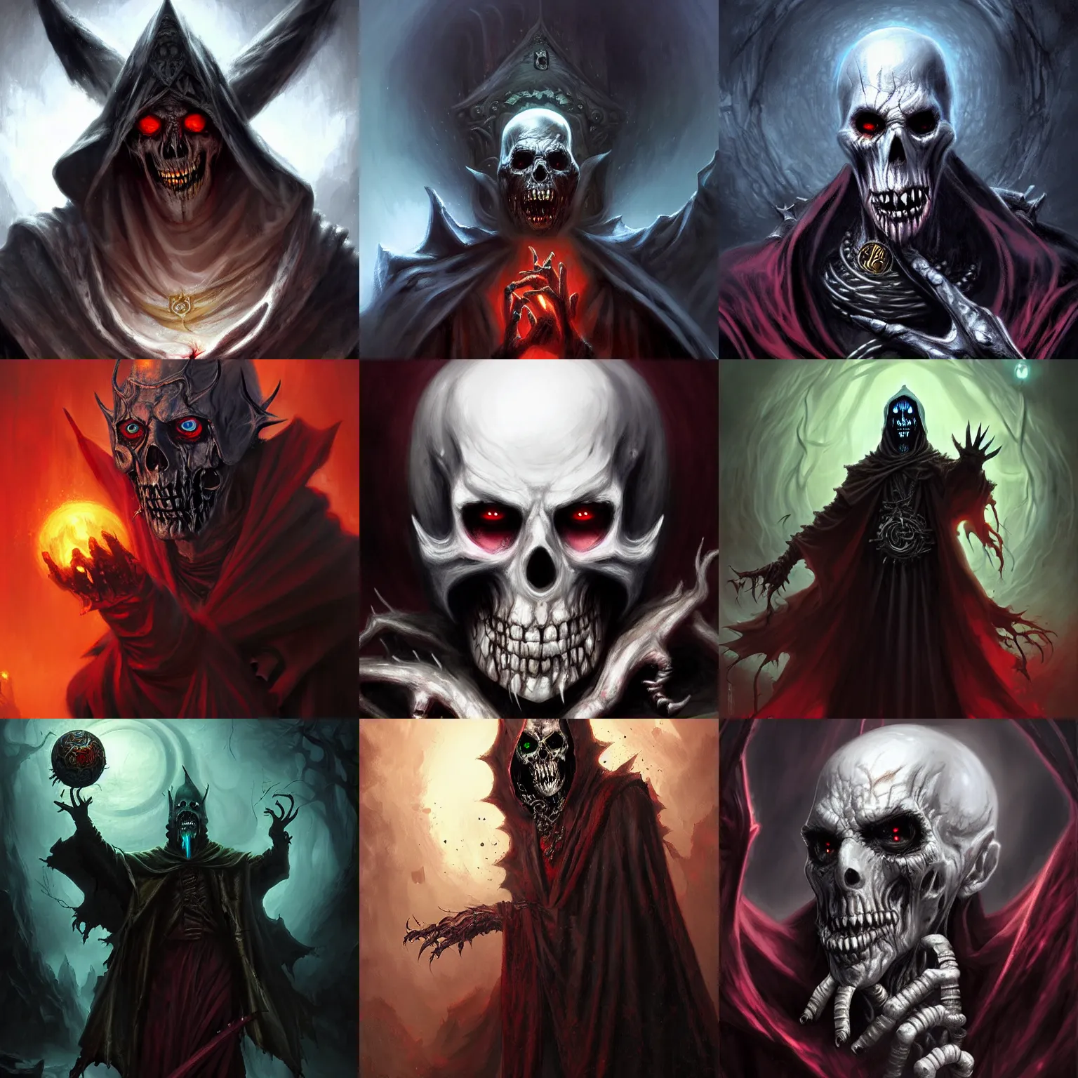 Prompt: lich vecna (d&d) with a single eye, fantasy, horror, painted by raymond swanland