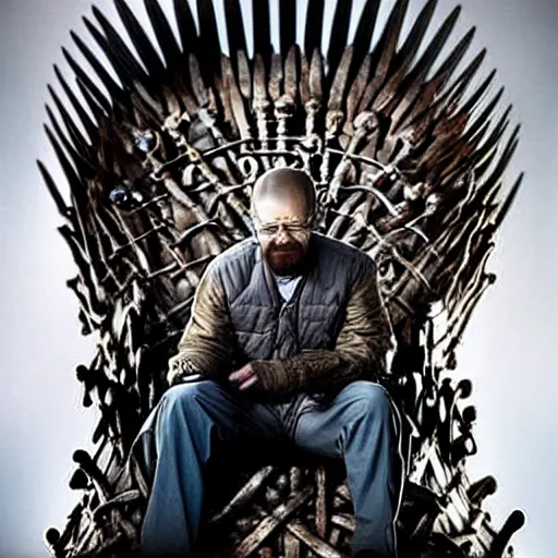 Image similar to “ very very intricate photorealistic photo of a walter white on the iron throne, detailed studio lighting, award - winning crisp details ”