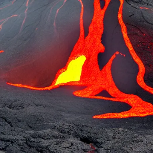 Image similar to cooling lava flow shaped like contorted human bodies, souls of the damned, volcanic island, dreadful implications, magma, lava, volcano.