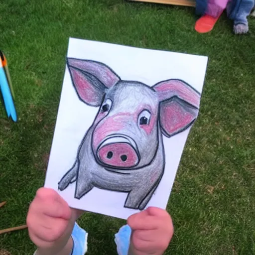 Image similar to my kid drew a picture of a pig and it was terrible