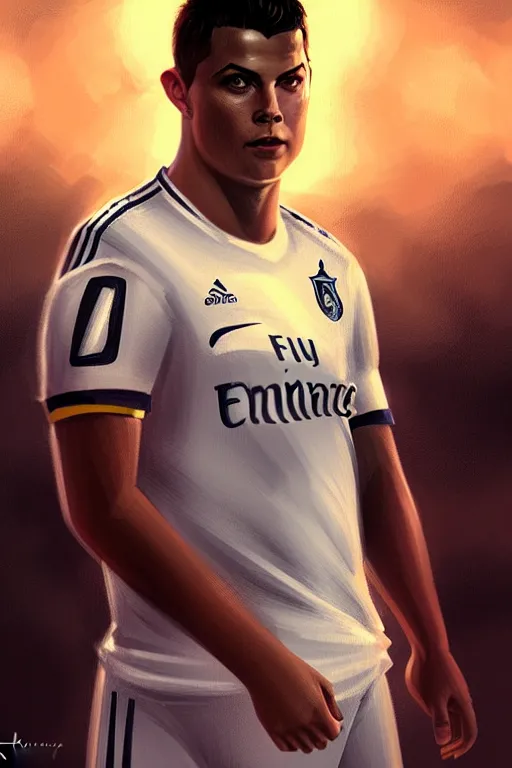 Image similar to ronaldo luis nazario da lima, football player, moonlight, haze, low contrast, digital painting, artstation, concept art, smooth, sharp focus, illustration, art by artgerm and greg rutkowski and alphonse mucha