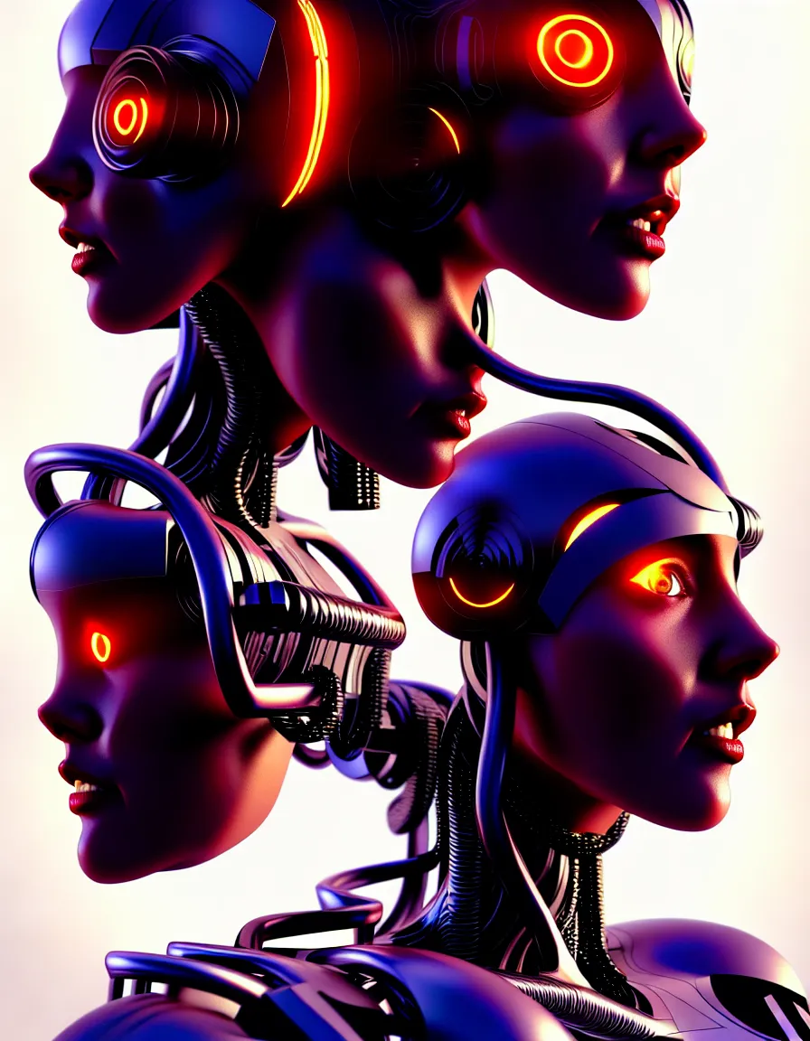 Image similar to portrait of a female cyborg. intricate abstract. intricate artwork, by tooth wu, wlop, bill sienkiewicz, syd mead. concept art, octane render, trending on artstation, greg rutkowski very coherent symmetrical artwork. cinematic, key art, hyper realism, high detail, octane render, 8 k, iridescent accents