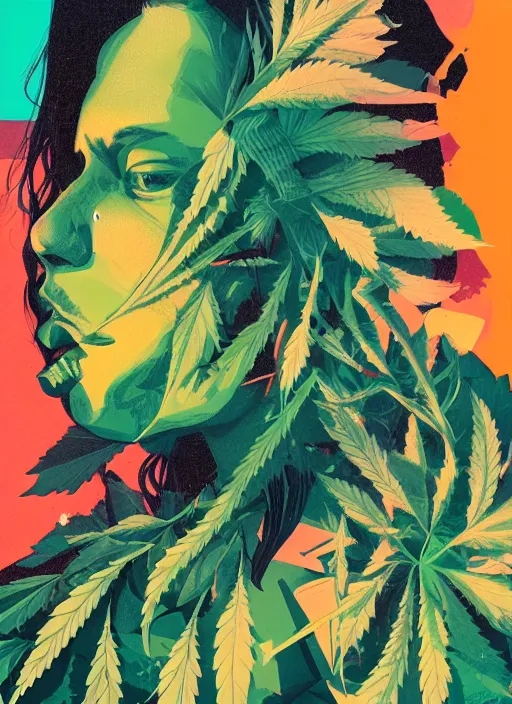 Image similar to profile picture by sachin teng x ofwgkta, marijuana, organic painting, hard edges, masterpiece, smoke clouds, asymmetrical, green, matte paint, energetic