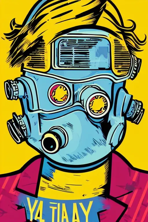 Image similar to fallout 7 6 retro futurist illustration art by butcher billy, sticker, colorful, illustration, highly detailed, simple, smooth and clean vector curves, no jagged lines, vector art, smooth andy warhol style