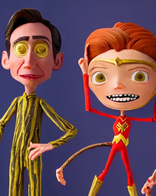 Prompt: steve buscemi dressed as wonder woman as a highly detailed stop motion puppet, in the style of laika studios ’ s paranorman, coraline, kubo and the two strings shot in the style