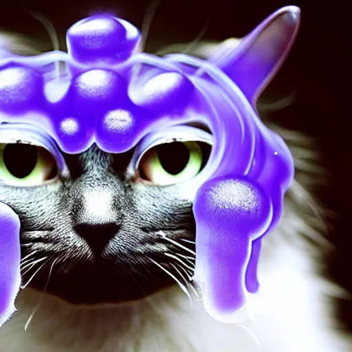 Prompt: a cat - jellyfish - hybrid, animal photography