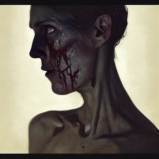 Image similar to symmetry!! portrait of a silhouette of a woman in the walking dead in the world of andrew wyeth, horror, fashion, dark!! intricate, elegant, highly detailed, digital painting, artstation, concept art, smooth, sharp focus, illustration, art by artgerm and greg rutkowski and alphonse mucha