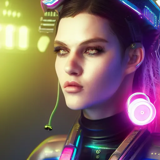 Prompt: the cyberpunk girl portrait, render, octane, 4k, highly detailed, vivid colors, high definition, Johanna, Martine