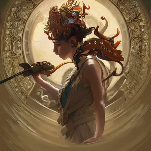 Image similar to a strange blowing horn, d & d, fantasy, intricate, elegant, highly detailed, digital painting, artstation, concept art, smooth, sharp focus, illustration, art by artgerm and greg rutkowski and alphonse mucha