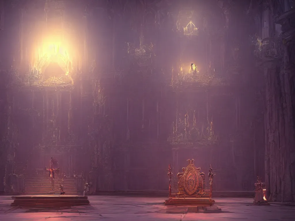 Image similar to scene of throne room where a computer mouse stands tall becomes the king of ordinary mice and puts on the crown, sharp focus, cinematic lighting, unreal engine 5, neon version of style jim burns