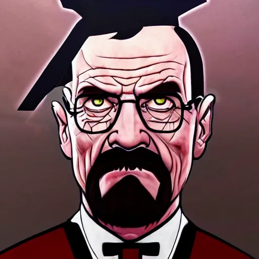 Image similar to ultra realistic portrait painting of walter white in don't starve, 4 k, ultra realistic, highly detailed, epic lighting