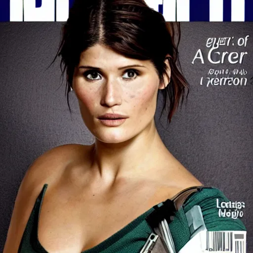 Prompt: Portrait of Gemma Arterton as Lara Croft, Detailed and realistic, magazine cover