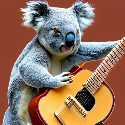 Prompt: Koala playing a guitar