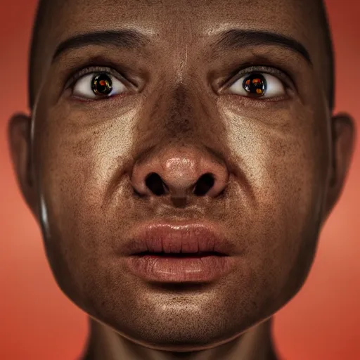 Prompt: headshot portrait of person with hyperrealistic human eye inside mouth, closeup, hyperrealistic, extreme detail, ray tracing, octane render