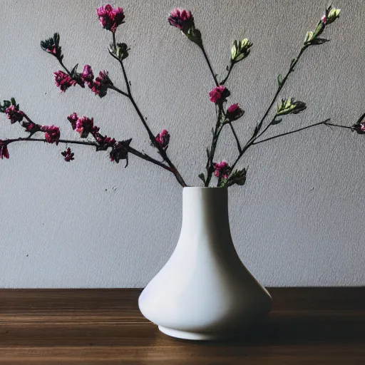 Prompt: dslr photo of a vase on a table, 25mm macro, f/1.3