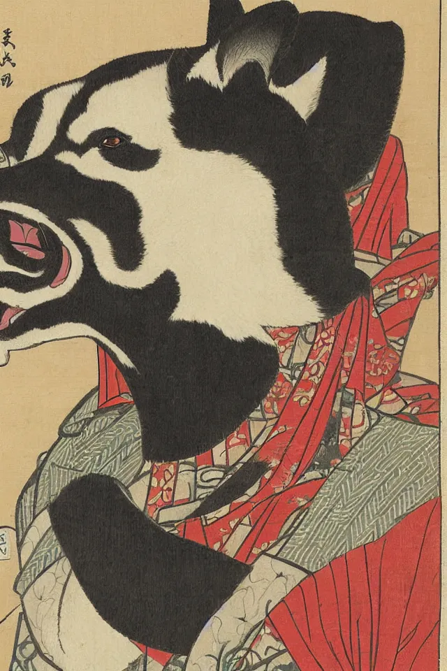 Image similar to a portrait of a shogunate shiba inu, ukiyo - e, artistic, highly detailed, historical