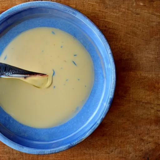 Prompt: dip the fish in condensed milk