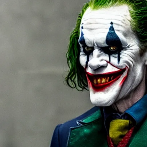 Image similar to film still of Willem Dafoe as joker in the new Joker movie