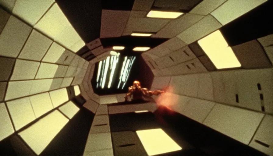 Image similar to screen shot of 2 0 0 1 a space odyssey, ambient lighting, cinematic, epic, demonic