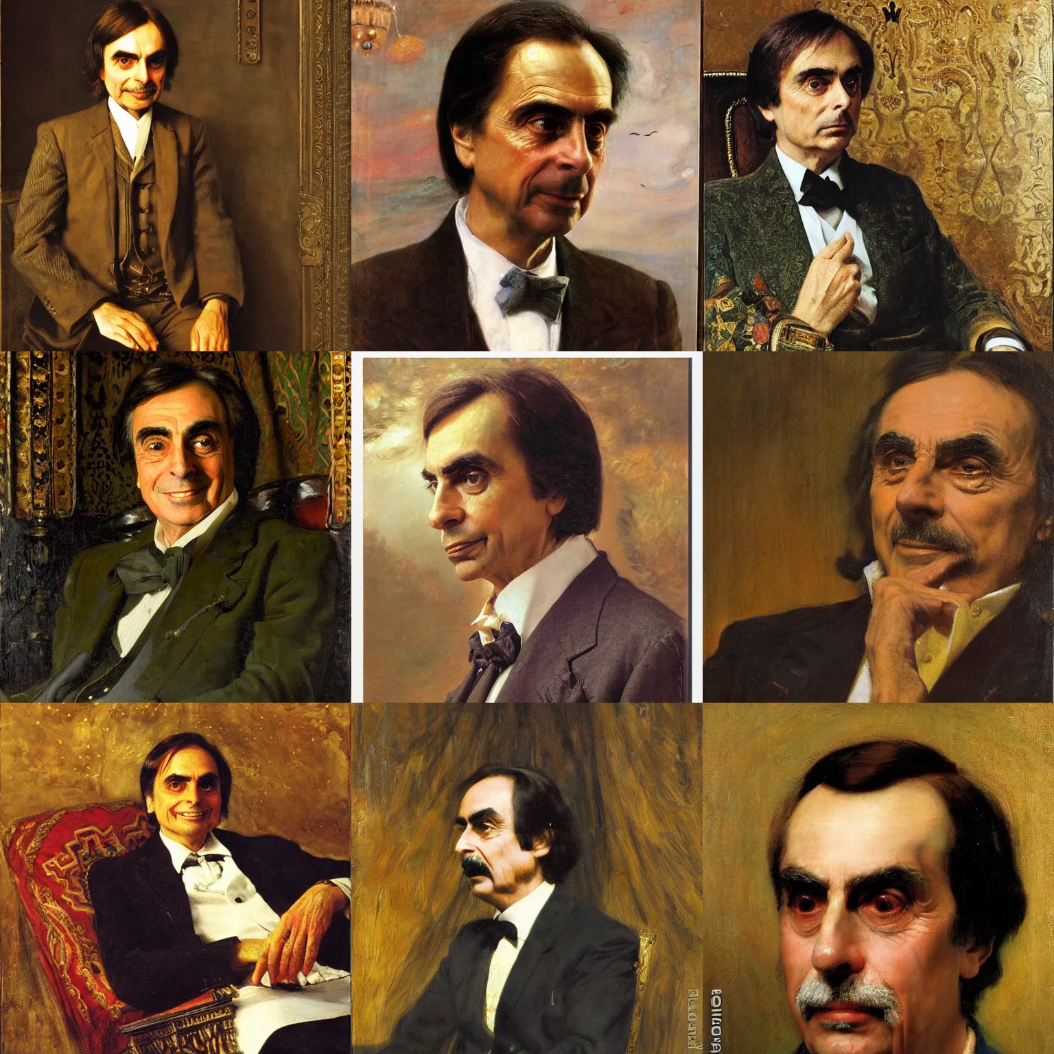 Prompt: detailed portrait of carl sagan by rudolf ernst, john frederick lewis, jean - leon gerome, rudolf weisse, david roberts, charles theodore frere, alfred dehodencq, orientalism