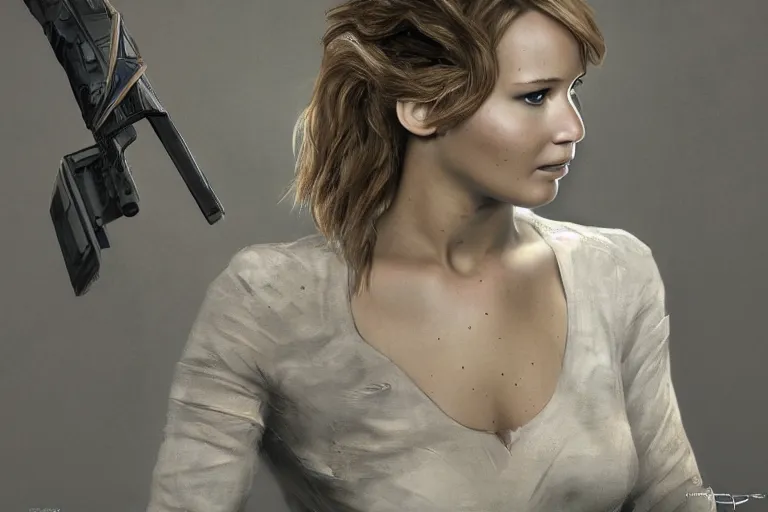 Prompt: jennifer lawrence as a halo convenant elite, photorealistic photography