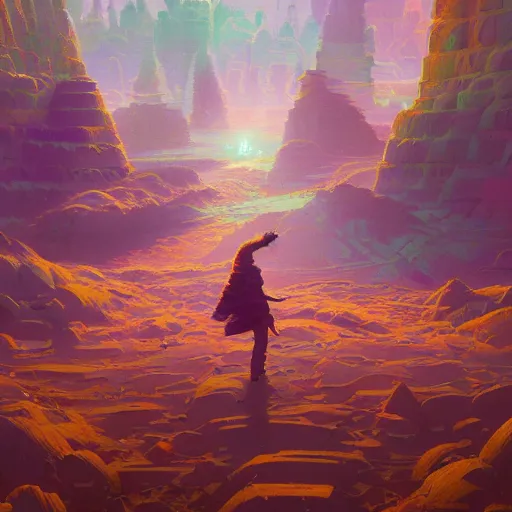 Image similar to highly detailed happy abstract geometric painting, stephen bliss, unreal engine, greg rutkowski, loish, rhads, beeple, makoto shinkai and lois van baarle, ilya kuvshinov, rossdraws, tom bagshaw, global illumination, detailed and intricate environment