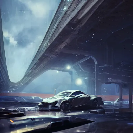 Image similar to sci-fi cars : wall near structure on : the coronation of napoleon painting : and digital billboard in the middle, unreal engine 5, keyshot, octane, artstation trending, ultra high detail, ultra realistic, cinematic, 8k, 16k, in style of zaha hadid, in plastic, dark, tilt shift,