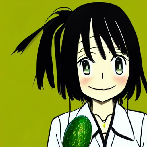 Image similar to tomoko kuroki watamote dressed as an avocado anime trending art