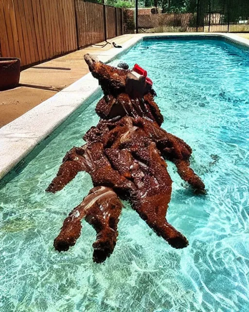 Image similar to who tf pooped in my backyard pool? hell nah man can't have shit in texas smh, instagram post, viral post, viral image, viral on instagram, viral on twitter, phone quality