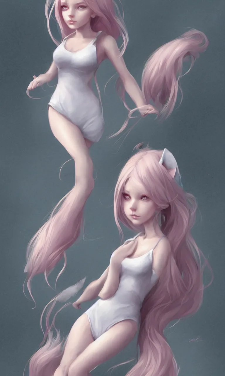 Prompt: A cute cat girl figure by charlie bowater