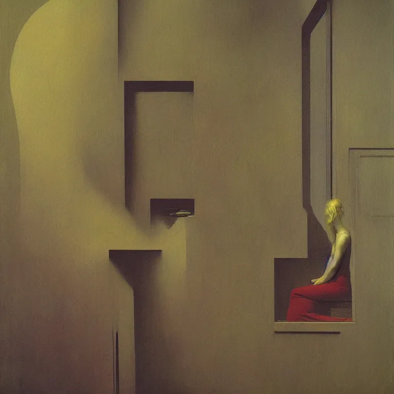 Image similar to portrait of a cyborg, Edward Hopper and James Gilleard, Zdzislaw Beksinski, Steven Outram, highly detailed, Art Nouveau