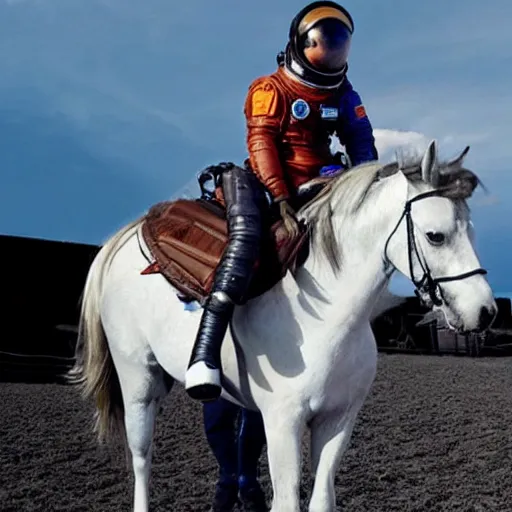 Prompt: a horse was able to sit on the back of a human, an astronaut