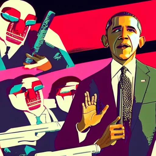 Prompt: obama in hotline miami