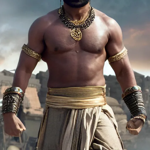 Prompt: film still of amir khan in Baahubali [2017], 4k