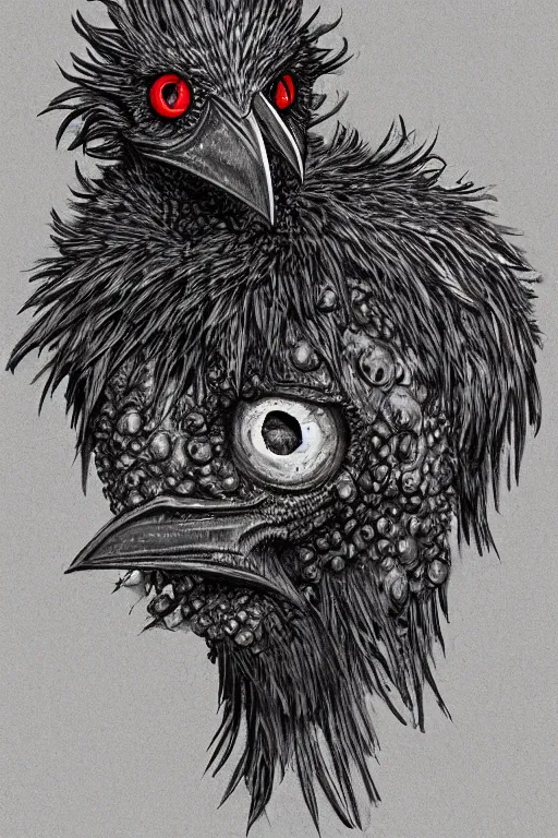 Image similar to raven monster, red eyes, highly detailed, digital art, sharp focus, trending on art station, kentaro miura manga art style