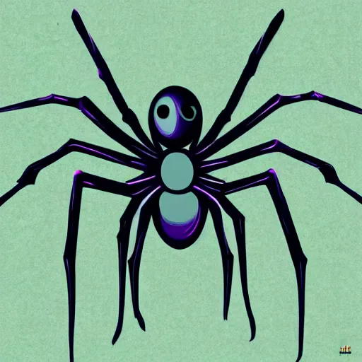 Image similar to spider, purple and green, style of hydro74, vector, woodblock