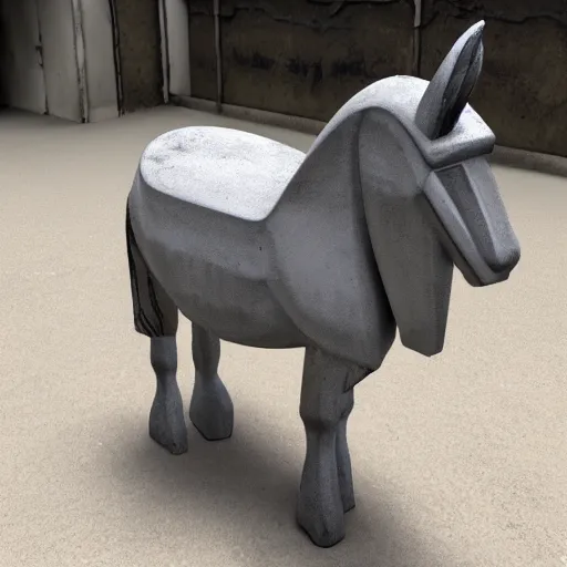 Image similar to donkey made of concrete artstyle