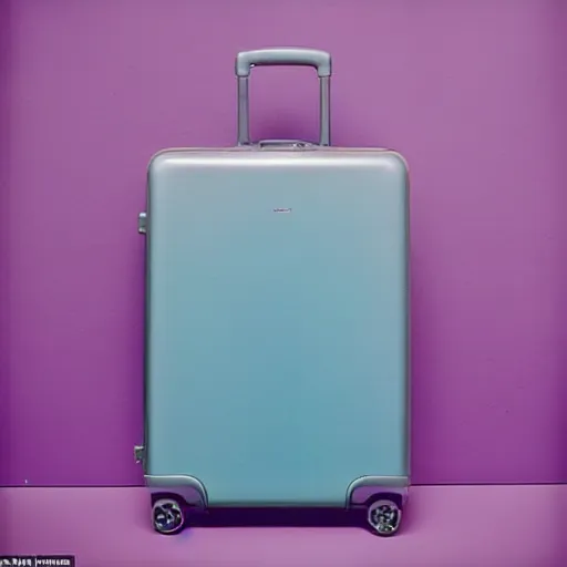 Prompt: a pastel coloured Polaroid holiday snap of a iridescent suitcase that it open and revealing rows of neatly folded socks