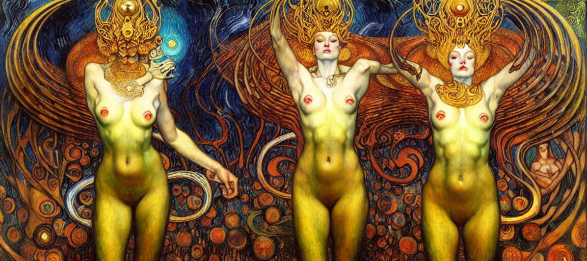 Image similar to Divine Chaos Engine by Karol Bak, Jean Delville, William Blake, Gustav Klimt, and Vincent Van Gogh, symbolist, visionary