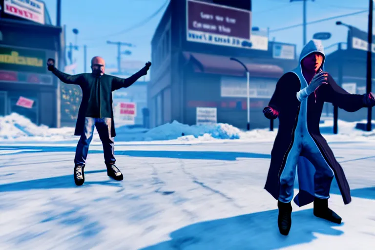 Image similar to An ice mage wreaking havoc in GTA 5