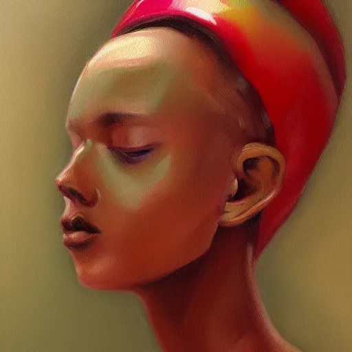 Image similar to apple head woman, oil painting, ultradetailed, artstation, ultradetailed pinterest,