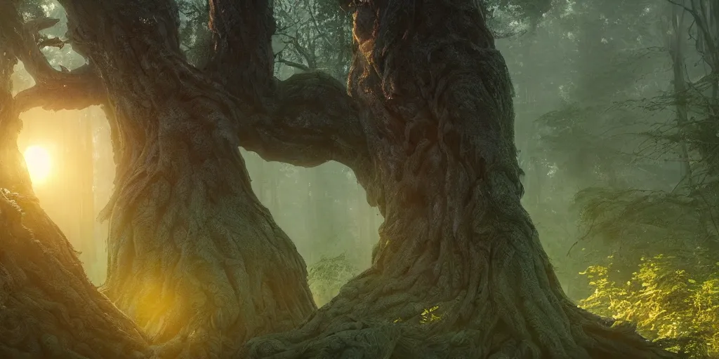 Image similar to giant liquid spirit monster!!!, forest treetops, 4 k, high detail, dramatic lighting, sunset, hayao miyazaki, masashi ando, nizou yamamoto, kazuo oga, joe hisaishi, yoji takeshige, naoya tanaka