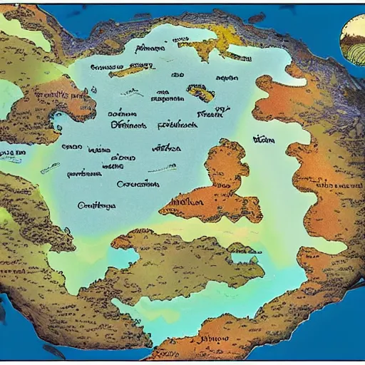 Prompt: a fantasy continent shaped like a spring