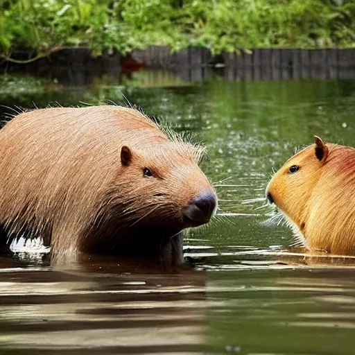 Prompt: a hybrid of a capybara and a tank