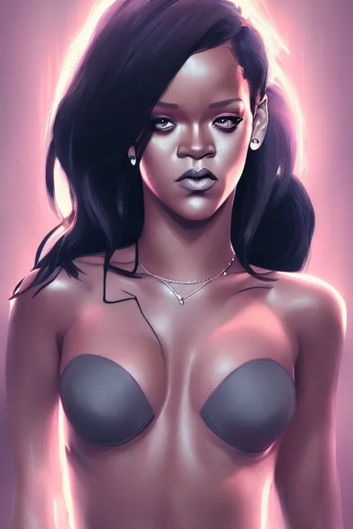 Image similar to rihanna, manga cover art, detailed color portrait, artstation trending, 8 k, greg rutkowski