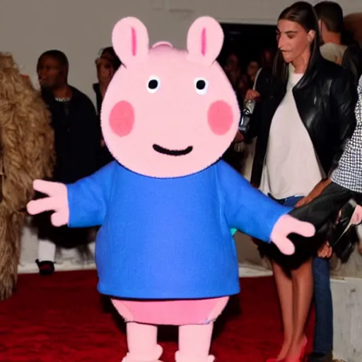 Image similar to kanye west dressed as peppa pig