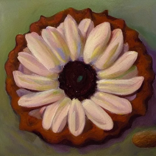 Image similar to a pie flower, oil painting